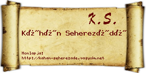 Káhán Seherezádé névjegykártya